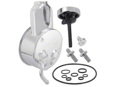 Power Steering Reservoir for Long Water Pumps; Chrome (1969 Small Block V8 Nova)