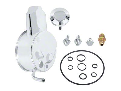 Power Steering Reservoir for Long Water Pumps; Chrome (1969 Big Block V8 Nova)