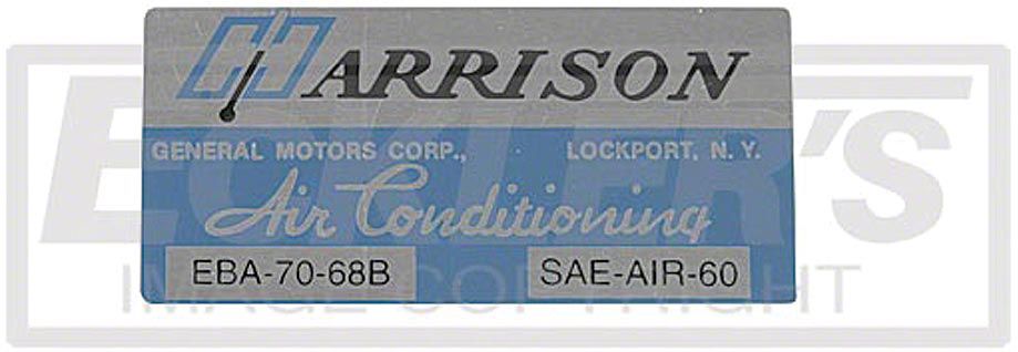Ecklers Air Conditioning Evaporator Box Decal, Harrison (1968 Chevy II)