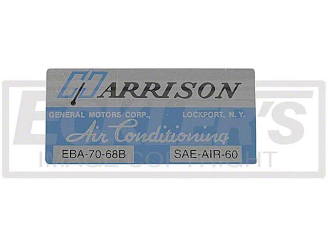 Harrison Radiator Sticker Ecklers Air Conditioning Evaporator Box Decal, Harrison (1968 Chevy II)