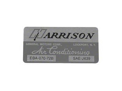 Nova Air Conditioning Evaporator Box Decal, Harrison, 1972