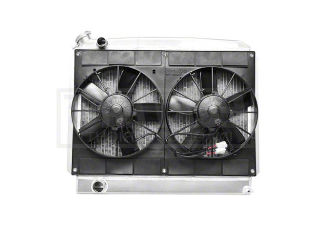 Nova & Chevy II Radiator Module LS Engine With Spal Dual 11'' Fans, Features Passenger Side Inlet, 1962-1967