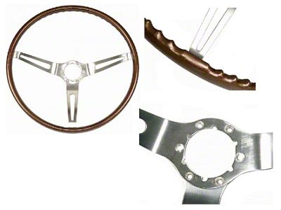 Nova Deluxe Wood Steering Wheel, Walnut, 1967-68