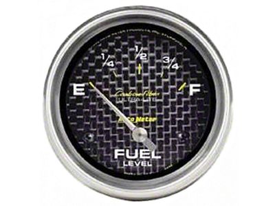 Auto Meter Carbon Fiber Series 2-1/16-Inch Fuel Level Gauge; 0 ohm Empty to 90 ohm Full