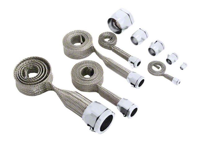 Nova Hose Cover Kit, Stainless Steel, Braided, Universal,With Chrome Clamps, 1967-79