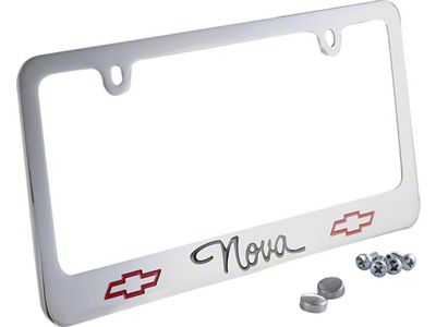 Nova License Plate Frame, 2 Bowties And Nova Block Letters,1962-1979