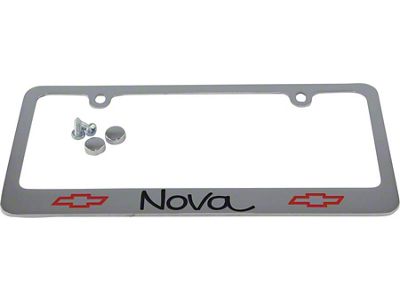 Nova License Plate Frame, 2 Bowties And Nova Script Letters, 1962-1979