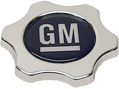 Nova Oil Filler Tube Cap, GM Logo, Twist-On, Chrome, 1967-92