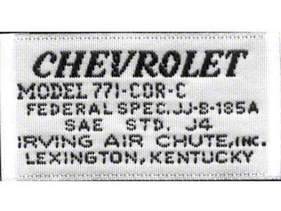 Nova Seat Belt Label, Woven, OE Style, 1963