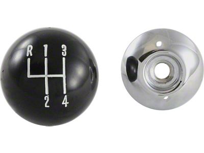 Nova Shift Knob, 4 Speed, Black, 3/8-16 Thread, 1962-1979