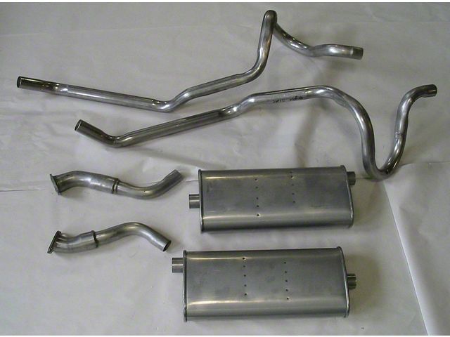 Nova Single Exhaust System Cat Back For 6 Cylinder, V8 Stainless Steel, W/ Dual Tailpipes, 1975-1979