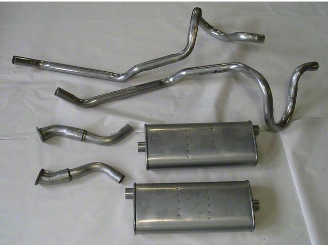 Nova Single Exhaust System Cat Back For 6 Cylinder, V8 Aluminum, W/ Dual Tailpipes, 1975-1979