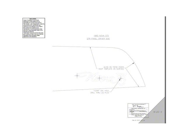 Nova Standard Quarter Panel Emblem Template Kit, 1965