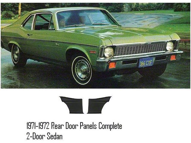 Nova Standard, Rear Pre-Assembled Door Panels, 2-Door Sedan, 1971-1972