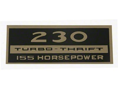 Nova Valve Cover Decal, 230 Turbo-Thrift, 155 Hp, 1964