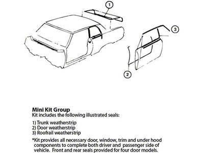 Nova Weatherstrip Mini Kit, 2-Door Hardtop, 1962-1964