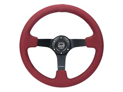 NRG Innovations 350mm 3-Inch Deep Dish Steering Wheel; Burgundy Alcantara with Black Stitching (Universal; Some Adaptation May Be Required)