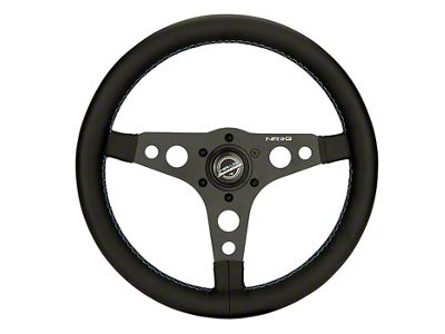 NRG Innovations 350mm Steering Wheel; Black Leather with M Color Stitching (Universal; Some Adaptation May Be Required)