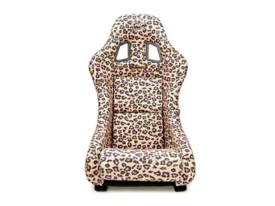 NRG Innovations Prisma Savage Medium Bucket Seat; Pink Vegan Cheetah Print (Universal; Some Adaptation May Be Required)
