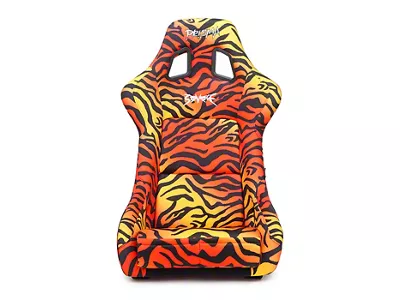 NRG Innovations Prisma Savage Medium Bucket Seat; White Vegan Cheetah Print (Universal; Some Adaptation May Be Required)