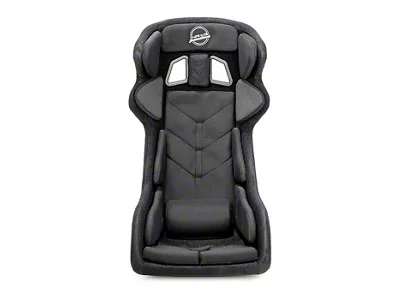 NRG Innovations FIA Competition Snugged Fit Thin Cushion Bucket Seat with Head Containment and Velcro Paddings; Black Fabric (Universal; Some Adaptation May Be Required)
