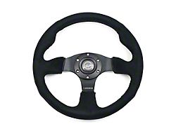 NRG Innovations 320mm Racing Steering Wheel; Black Alcantara with Black Stitching (Universal; Some Adaptation May Be Required)