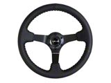 NRG Innovations 350mm 3-Inch Deep Dish Steering Wheel; Black Leather with Black Stitching (Universal; Some Adaptation May Be Required)