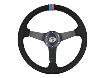 NRG Innovations 350mm Flat Steering Wheel; Black Alcantara with M3 Stitching (Universal; Some Adaptation May Be Required)
