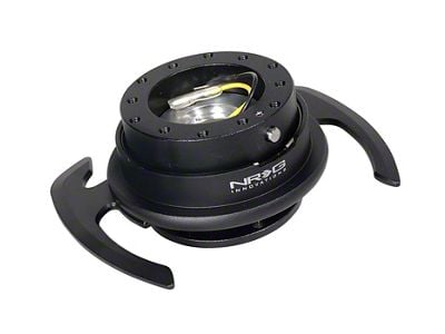 NRG Innovations 4.0 Steering Wheel Hub Quick Release; Black with Black Handles (Universal; Some Adaptation May Be Required)