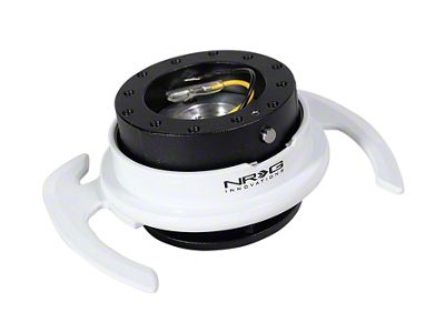 NRG Innovations 4.0 Steering Wheel Hub Quick Release; Black with White Handles (Universal; Some Adaptation May Be Required)