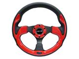 NRG Innovations Pilota Series 320mm Steering Wheel; Black Leather with Red Trim (Universal; Some Adaptation May Be Required)