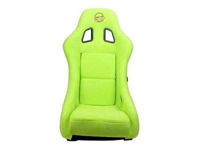 NRG Innovations Prisma Medium Bucket Seat; Neon Green Alcantara Vegan (Universal; Some Adaptation May Be Required)