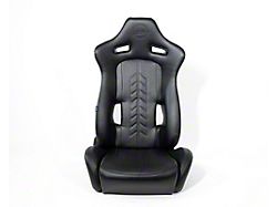 NRG Innovations The Arrow Reclinable Racing Seats; Black Leather with Black Stitching (Universal; Some Adaptation May Be Required)
