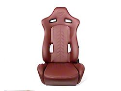 NRG Innovations The Arrow Reclinable Racing Seats; Maroon Leather with Maroon Stitching (Universal; Some Adaptation May Be Required)