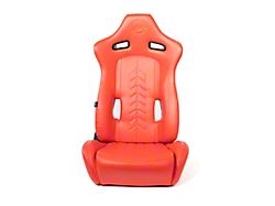 NRG Innovations The Arrow Reclinable Racing Seats; Red Leather with Red Stitching (Universal; Some Adaptation May Be Required)