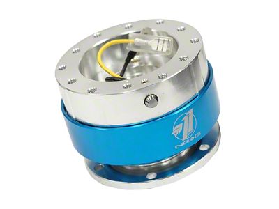 NRG Innovations 1.0 Steering Wheel Hub Quick Release; Black with Blue Chrome Ring (Universal; Some Adaptation May Be Required)