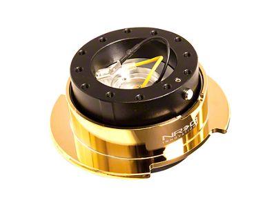 NRG Innovations 2.5 Steering Wheel Hub Quick Release; Black Body with Chrome Gold Ring (Universal; Some Adaptation May Be Required)