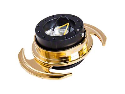NRG Innovations 3.0 Steering Wheel Hub Quick Release; Black with Chrome Gold Handles (Universal; Some Adaptation May Be Required)