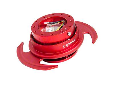 NRG Innovations 3.0 Steering Wheel Hub Quick Release; Red Metal with Red Handles (Universal; Some Adaptation May Be Required)