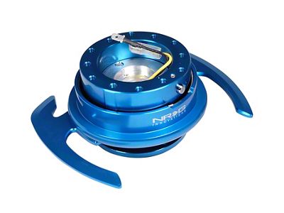 NRG Innovations 4.0 Steering Wheel Hub Quick Release; Black with BlueHandles (Universal; Some Adaptation May Be Required)