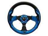 NRG Innovations Pilota Series 320mm Steering Wheel; Black Leather with Blue Trim (Universal; Some Adaptation May Be Required)