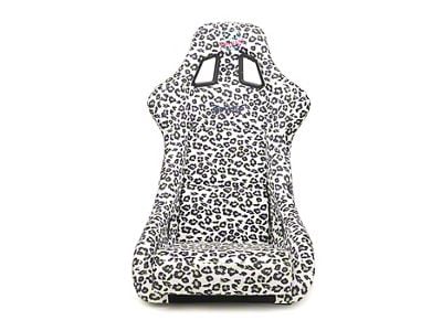NRG Innovations Prisma Savage Large Bucket Seat; White Vegan Cheetah Print (Universal; Some Adaptation May Be Required)