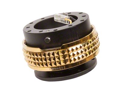 NRG Innovations Steering Wheel Hub Quick Release; Black with Chrome Gold Pyramid Ring (Universal; Some Adaptation May Be Required)