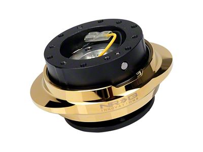 NRG Innovations Steering Wheel Hub Quick Release; Black with Shinny Chrome Gold Oval Ring (Universal; Some Adaptation May Be Required)