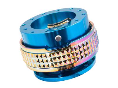 NRG Innovations Steering Wheel Hub Quick Release; Blue with Neochrome Pyramid Ring (Universal; Some Adaptation May Be Required)