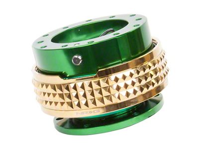 NRG Innovations Steering Wheel Hub Quick Release; Green with Chrome Gold Pyramid Ring (Universal; Some Adaptation May Be Required)