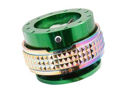 NRG Innovations Steering Wheel Hub Quick Release; Green with Neochrome Pyramid Ring (Universal; Some Adaptation May Be Required)