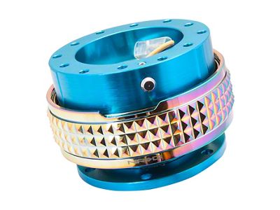 NRG Innovations Steering Wheel Hub Quick Release; New Blue with Neochrome Pyramid Ring (Universal; Some Adaptation May Be Required)