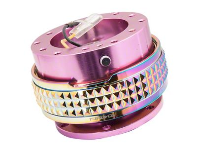 NRG Innovations Steering Wheel Hub Quick Release; Pink with Neochrome Pyramid Ring (Universal; Some Adaptation May Be Required)