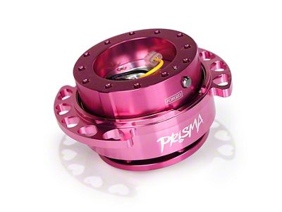 NRG Innovations Steering Wheel Hub Quick Release; Pink with PinkHeart Cutout Ring (Universal; Some Adaptation May Be Required)
